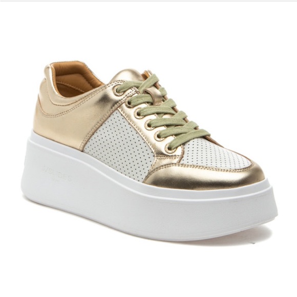 J/Slides Shoes - J/Slides Gold/White Platform Sneakers/Shoes Harlowe 9 M NEW IN BOX